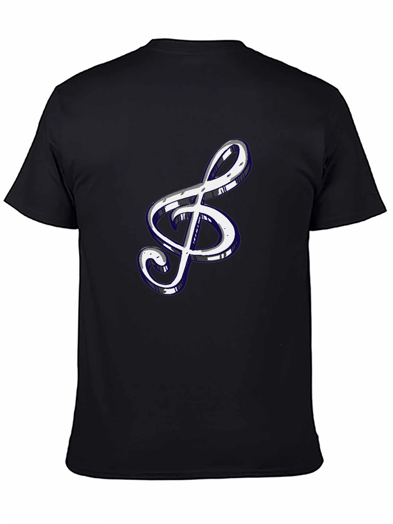 Treble Clef Graphic Tee - Black Cotton Shirt
