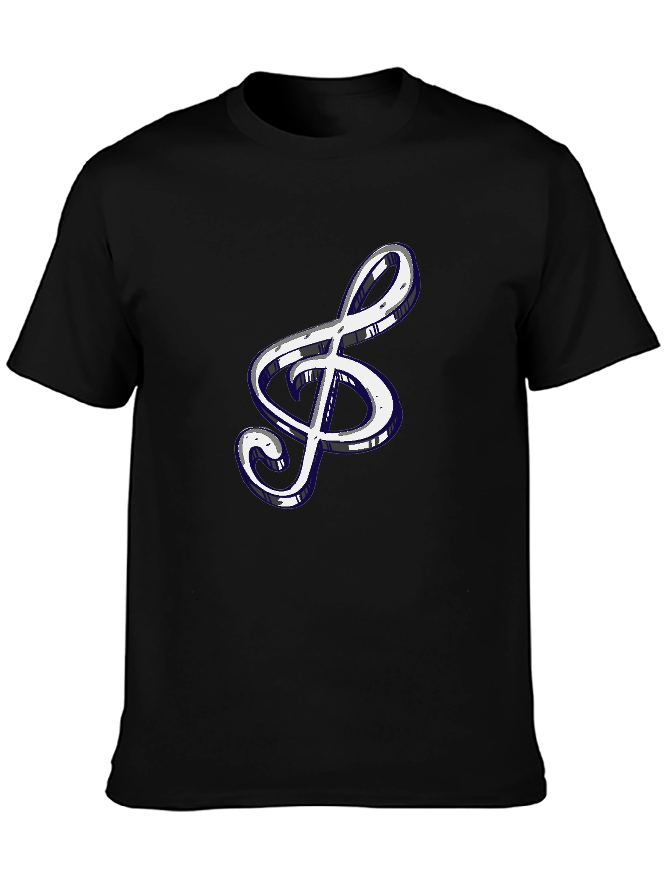 Treble Clef Graphic Tee - Black Cotton Shirt