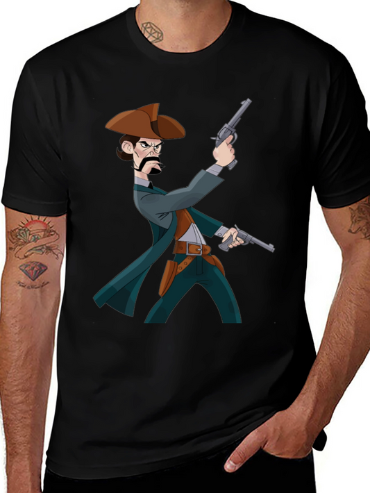 Cartoon Cowboy T-Shirt - Black Graphic Tee