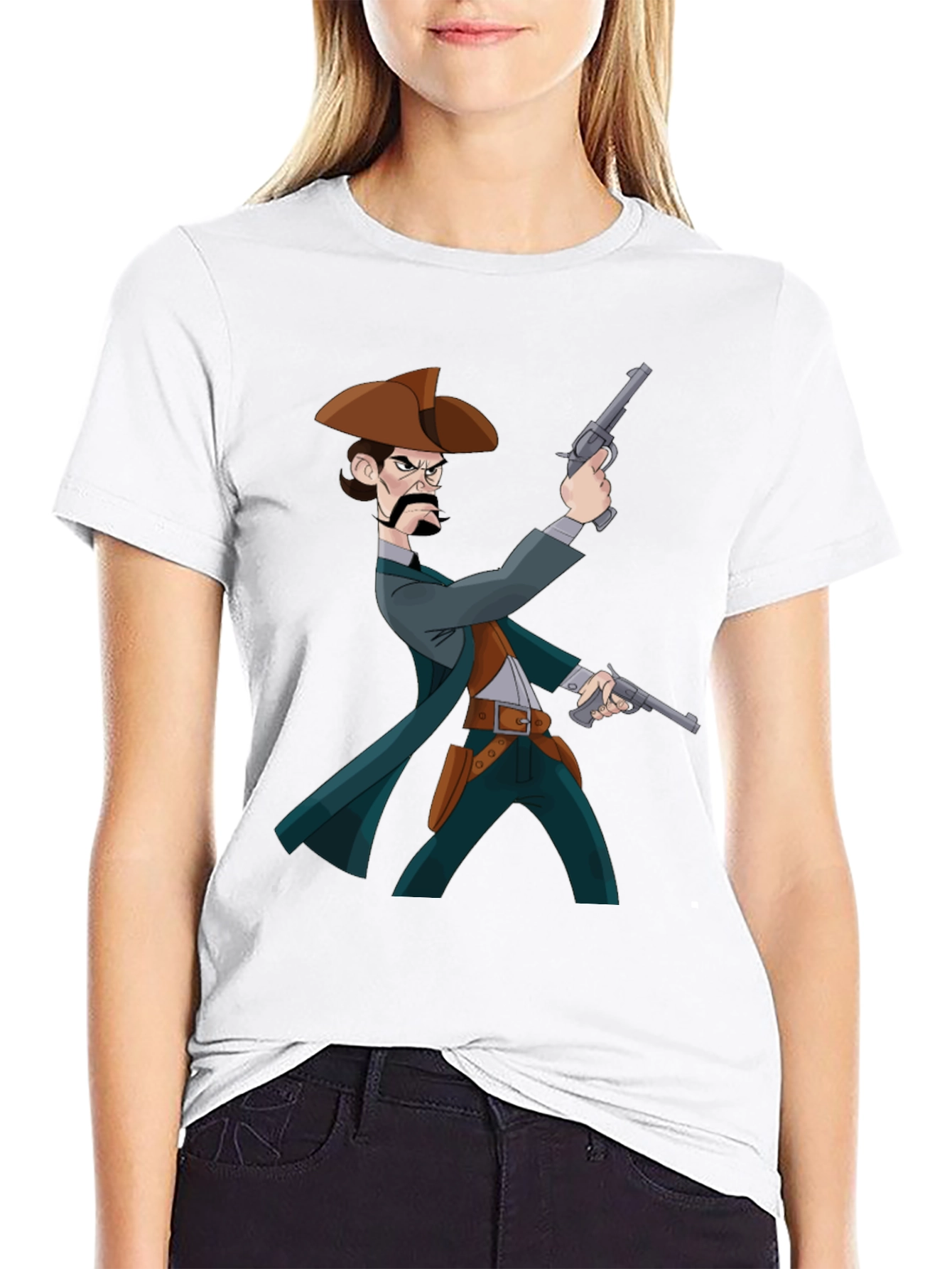 Cartoon Cowboy T-Shirt - Black Graphic Tee