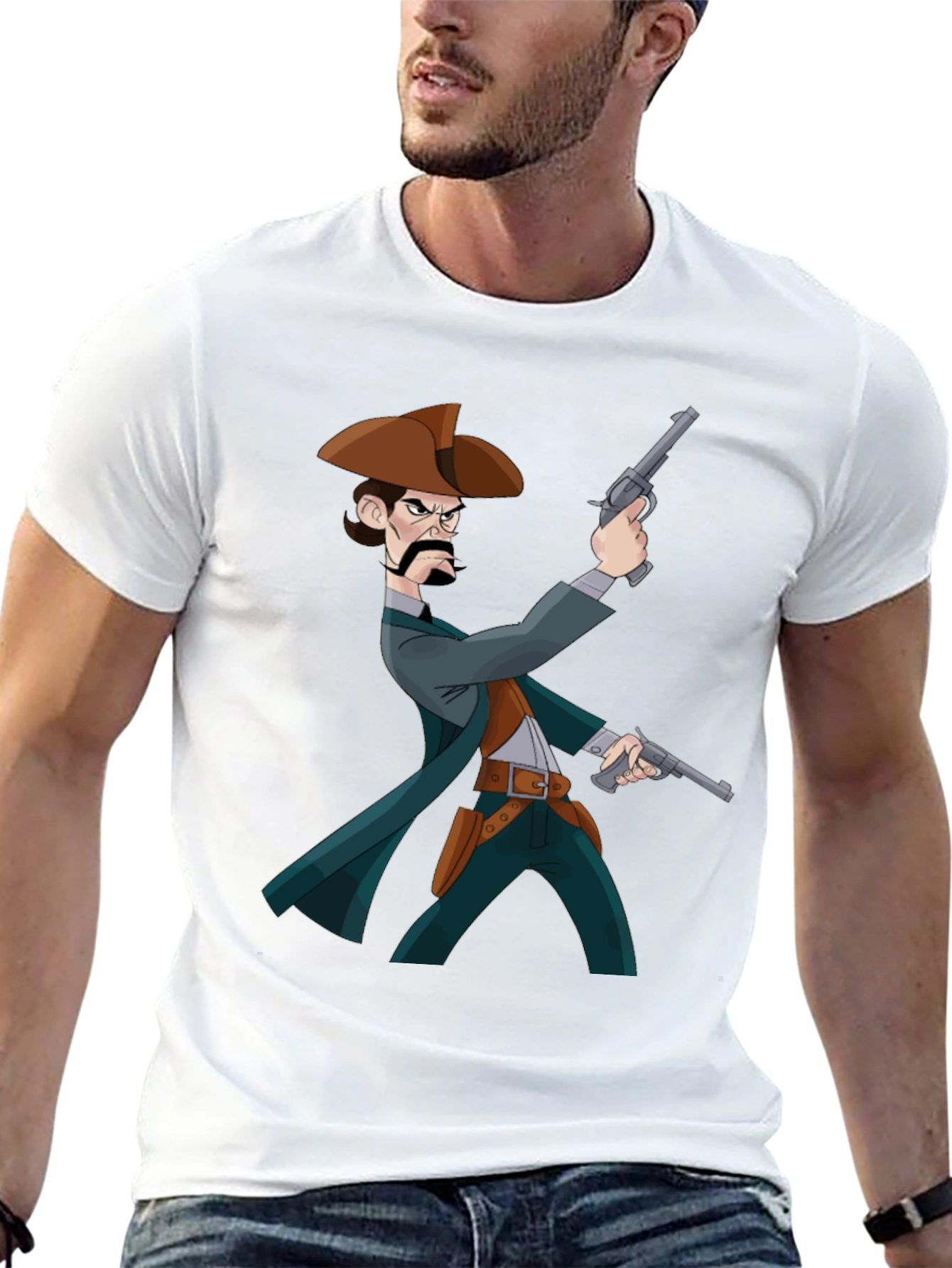Cartoon Cowboy T-Shirt - Black Graphic Tee