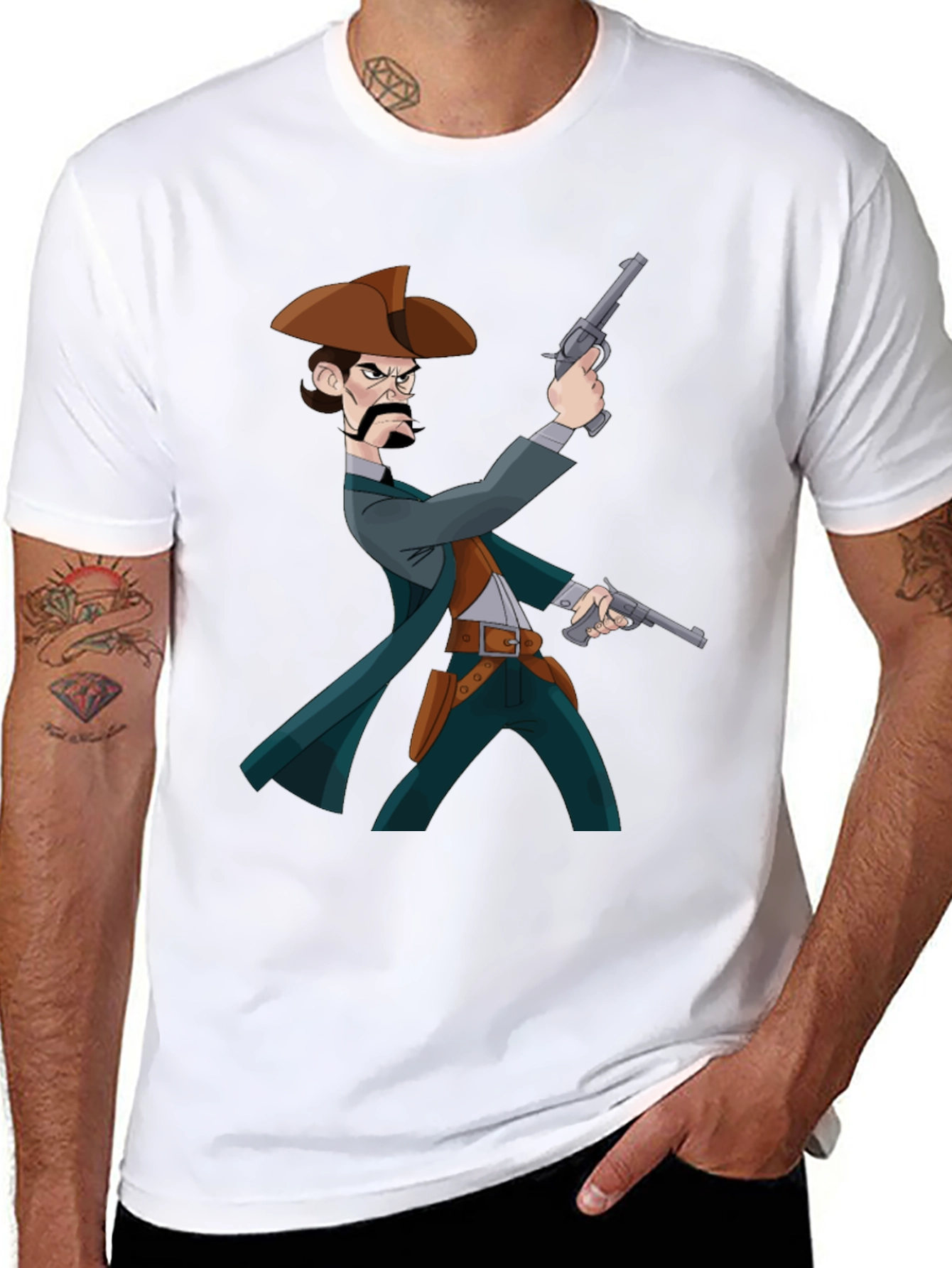 Cartoon Cowboy T-Shirt - Black Graphic Tee
