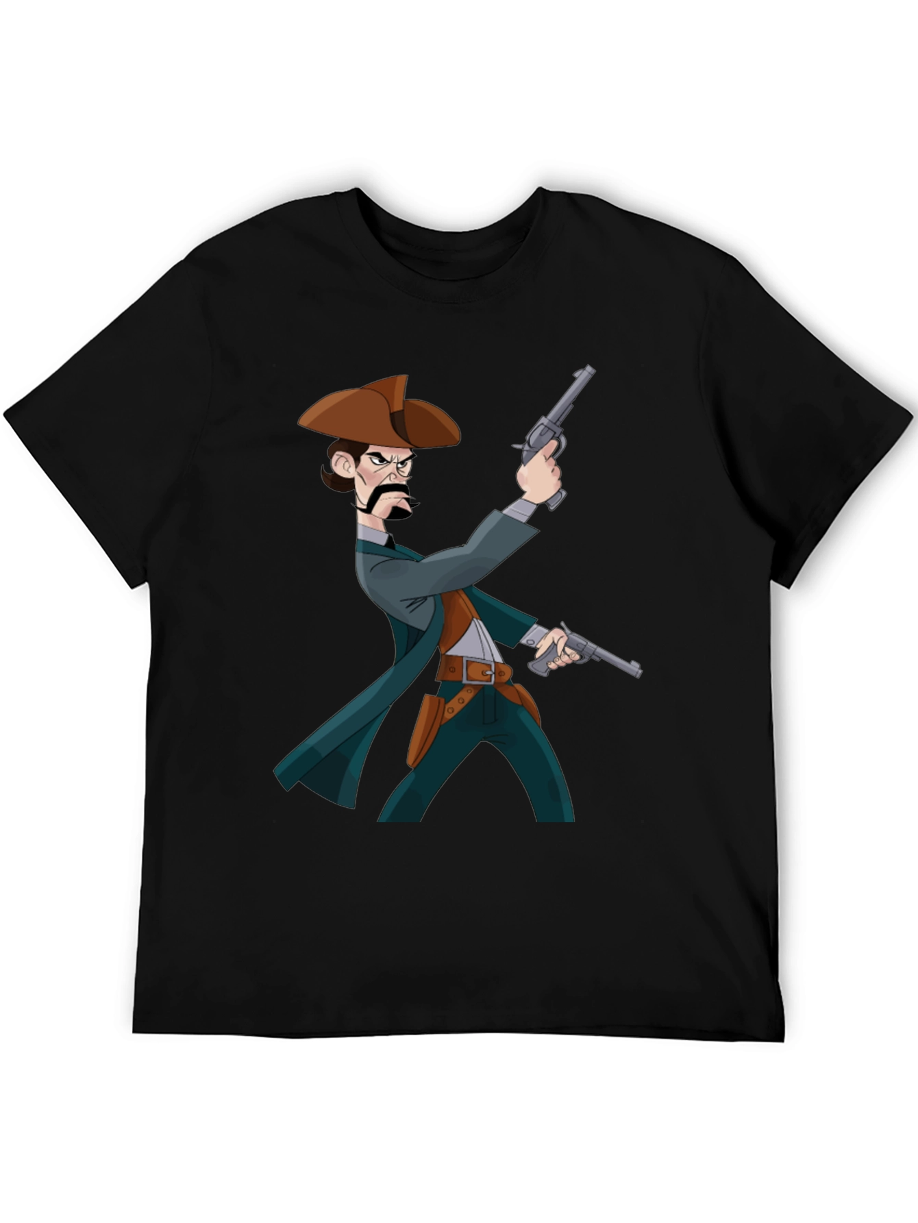 Cartoon Cowboy T-Shirt - Black Graphic Tee