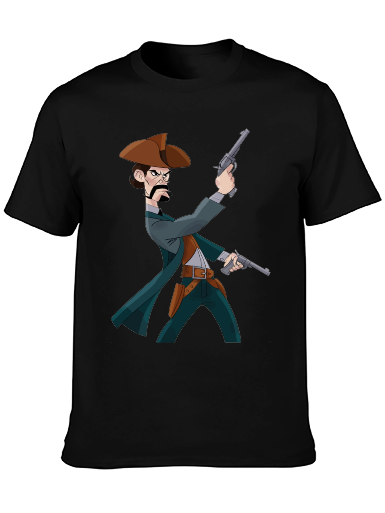 Cartoon Cowboy T-Shirt - Black Graphic Tee