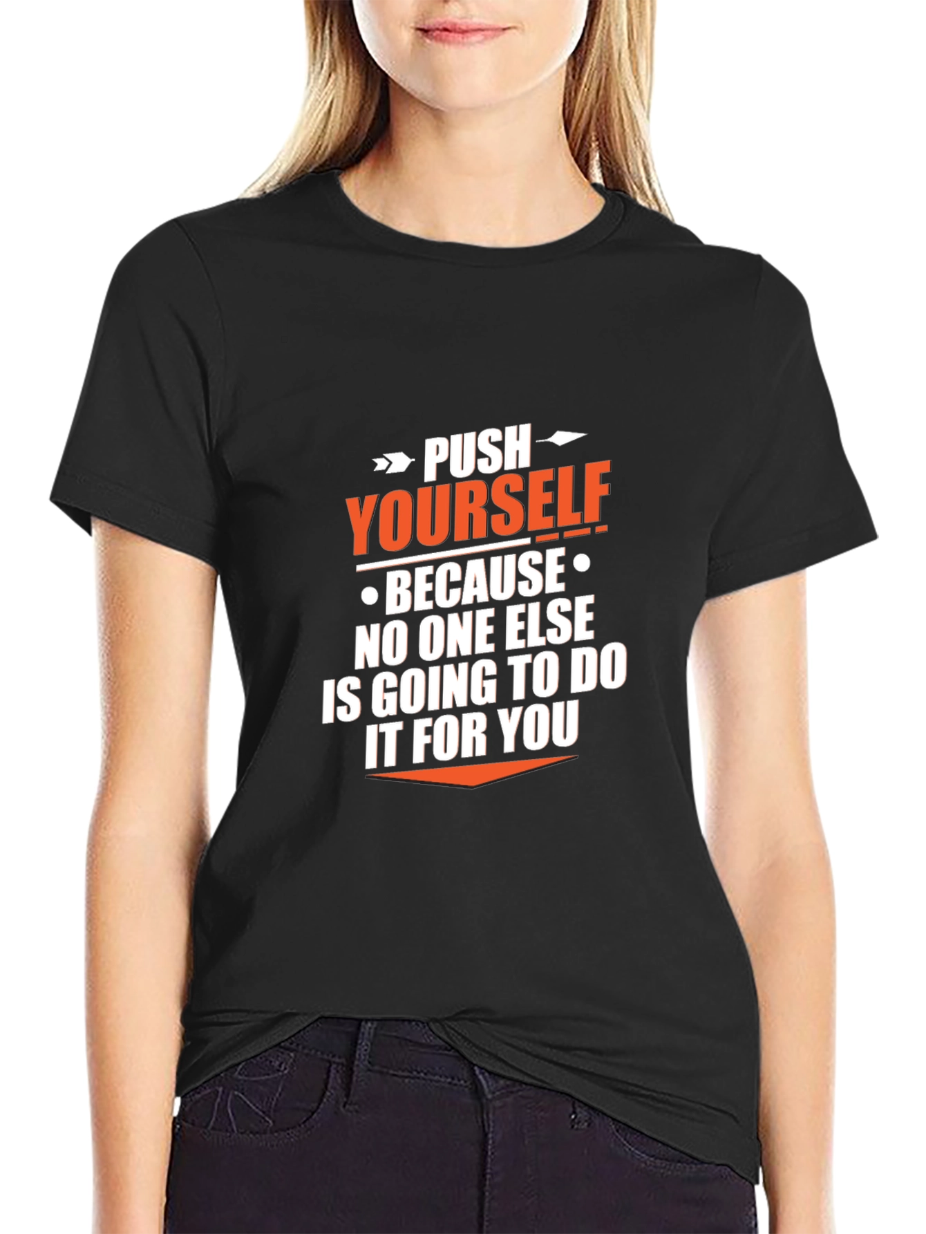 Push Yourself Graphic Tee - Motivational Black T-Shirt