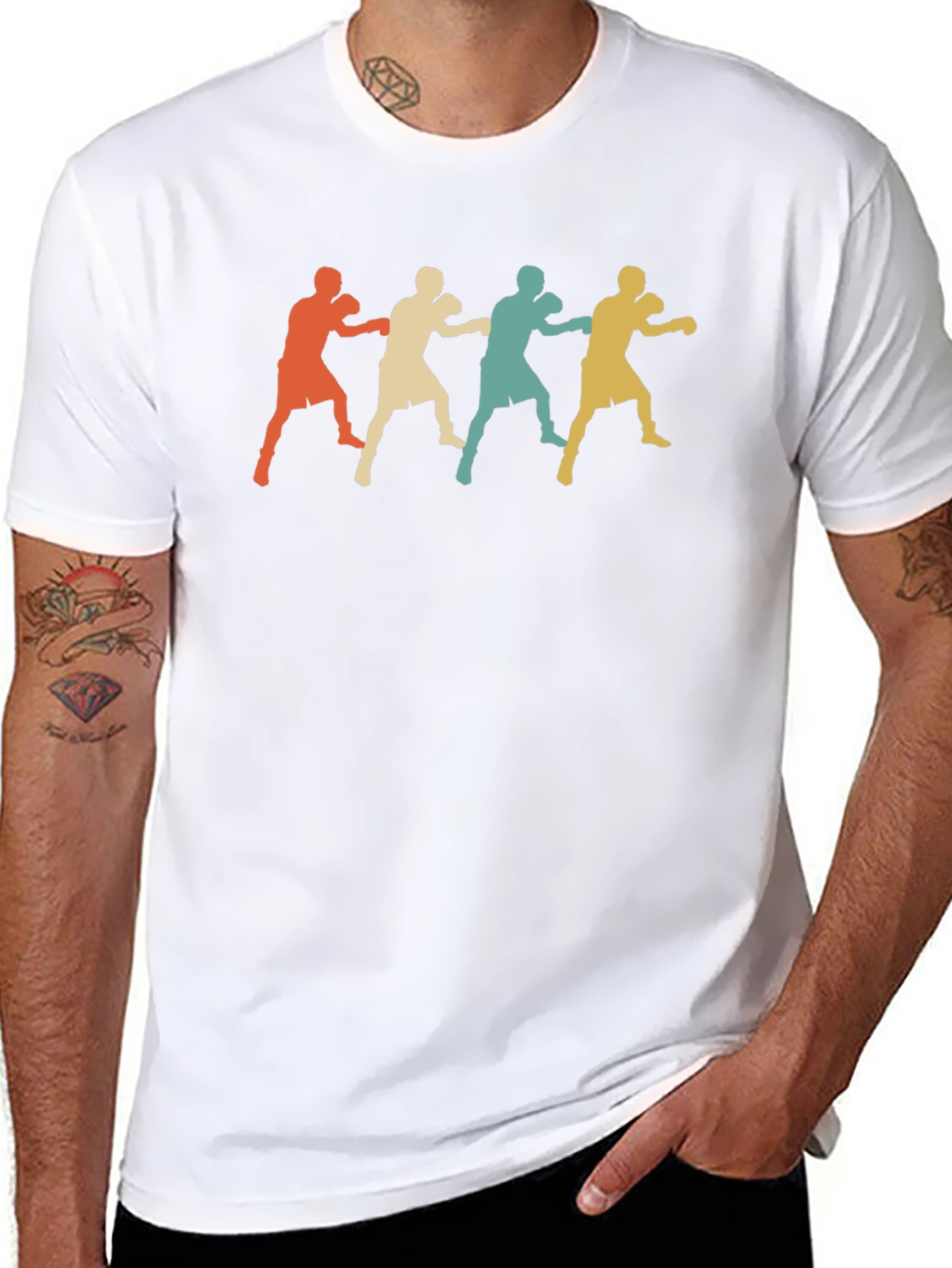 Retro Boxer Silhouette Graphic Tee - Black