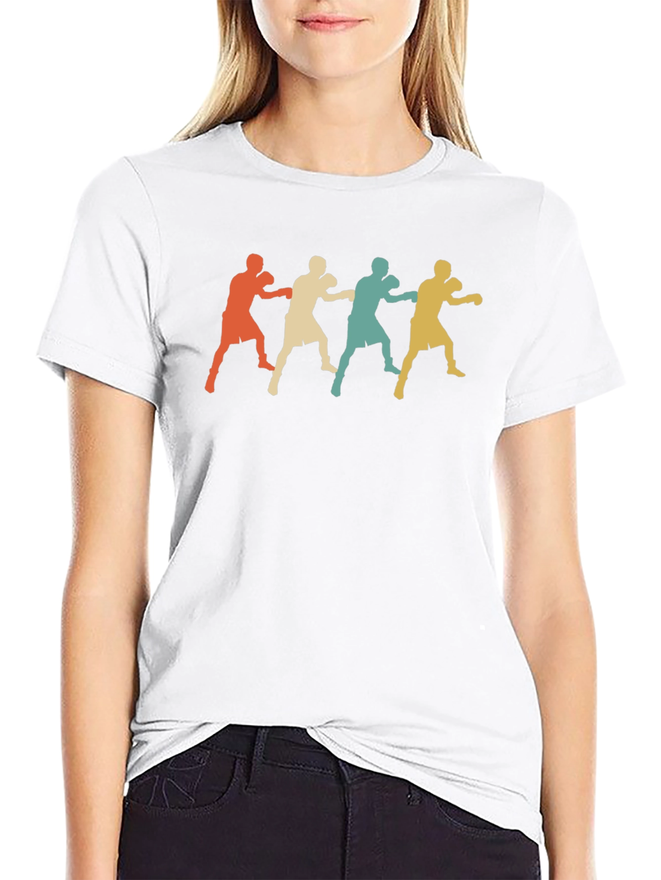 Retro Boxer Silhouette Graphic Tee - Black