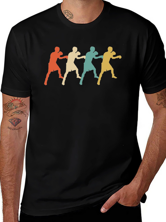 Retro Boxer Silhouette Graphic Tee - Black