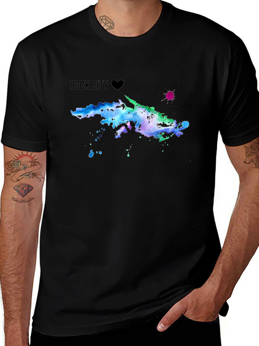 Rock City Watercolor Map Graphic Tee - Black