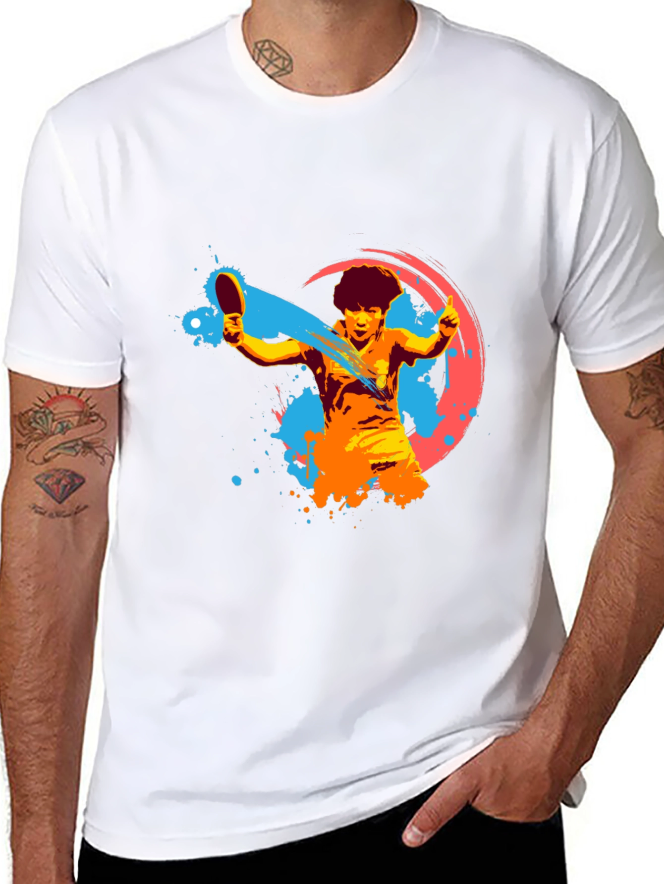 Table Tennis Player Graphic Tee - Black