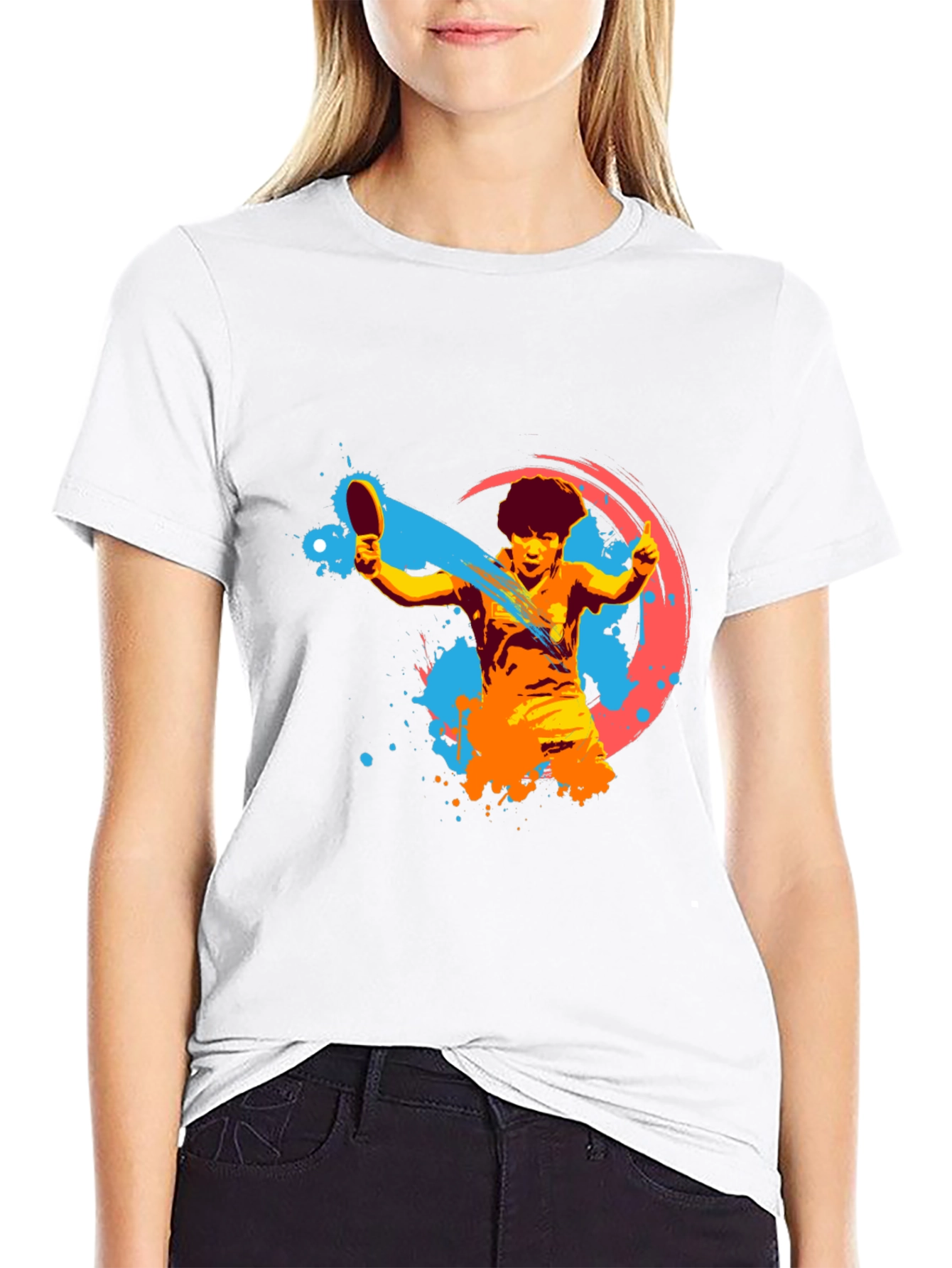 Table Tennis Player Graphic Tee - Black
