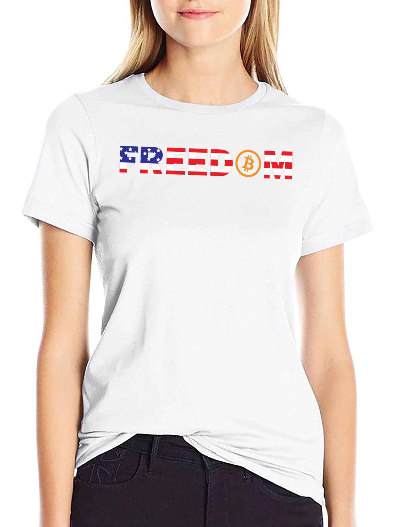 Freedom Bitcoin USA Flag Graphic Tee
