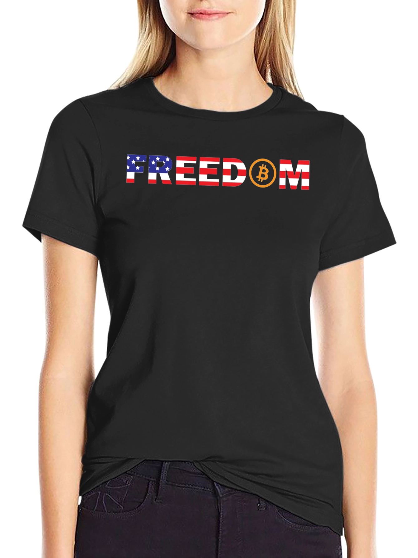 Freedom Bitcoin USA Flag Graphic Tee
