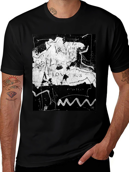 Abstract Art Tee: Coffee Flowers Graphic Print
