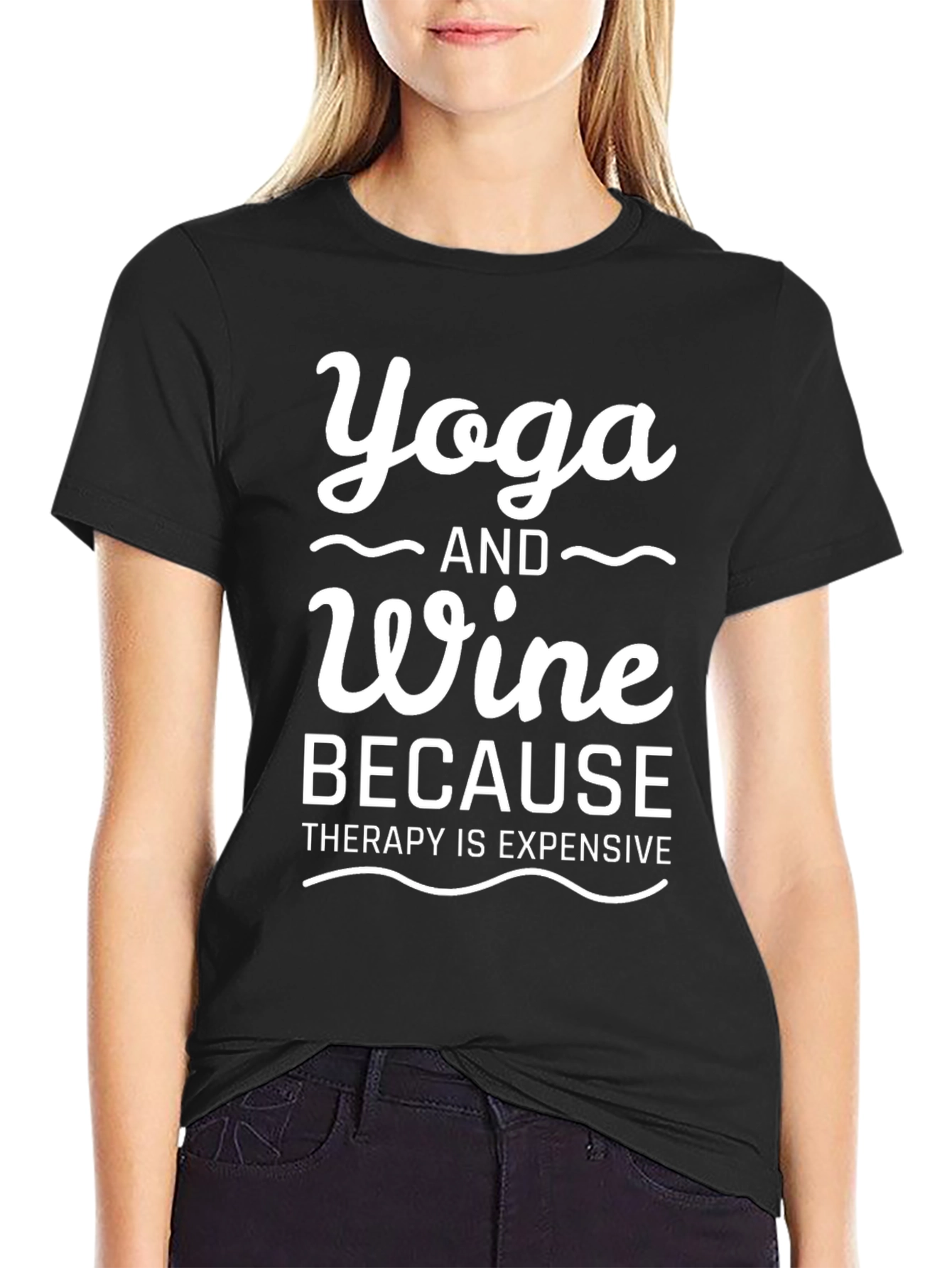 Yoga and Wine Funny Graphic T-Shirt