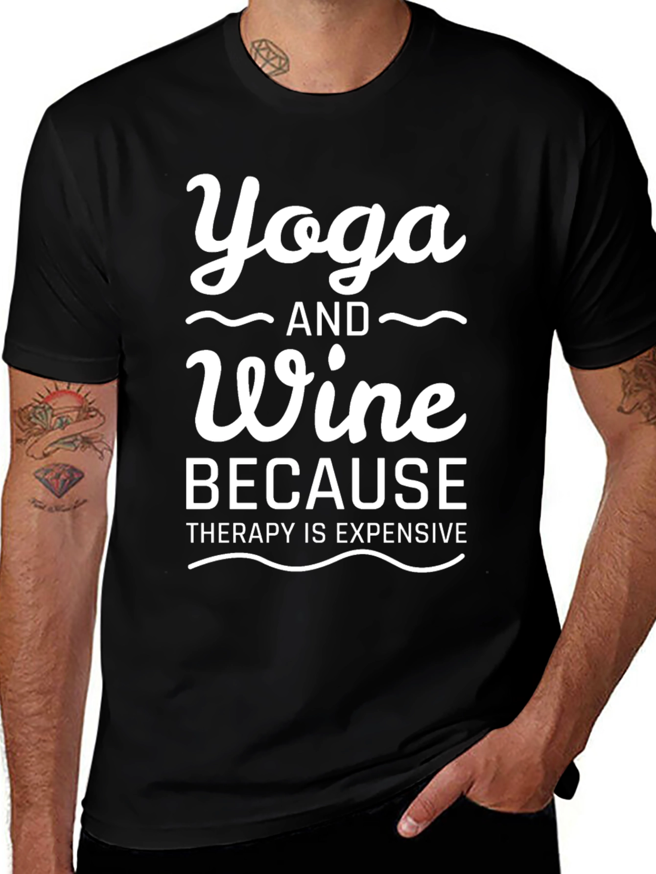 Yoga and Wine Funny Graphic T-Shirt