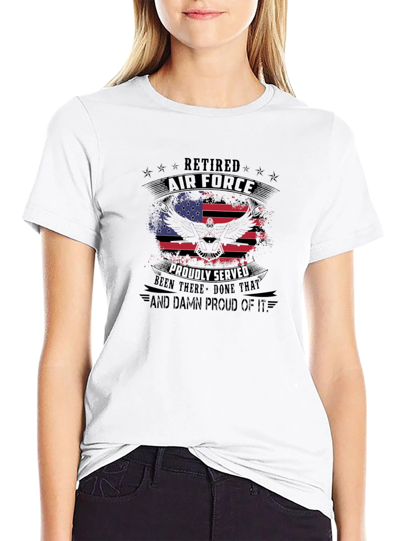 Retired Air Force T-Shirt - Patriotic Design