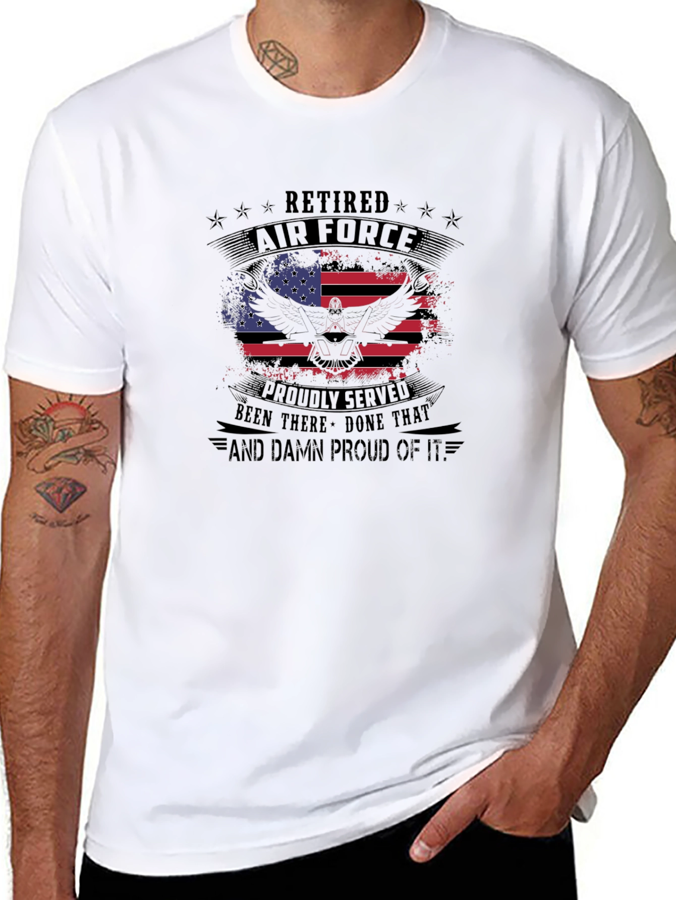 Retired Air Force T-Shirt - Patriotic Design
