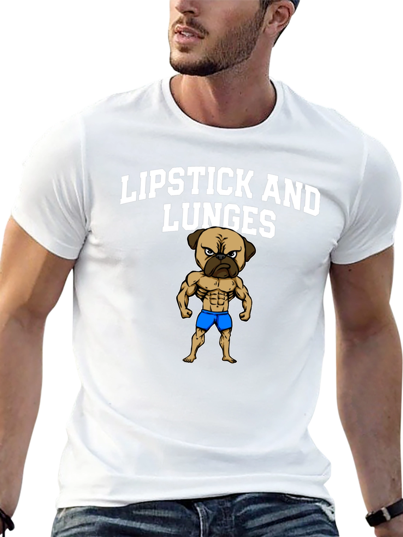 Lipstick and Lunges Pug Graphic Tee
