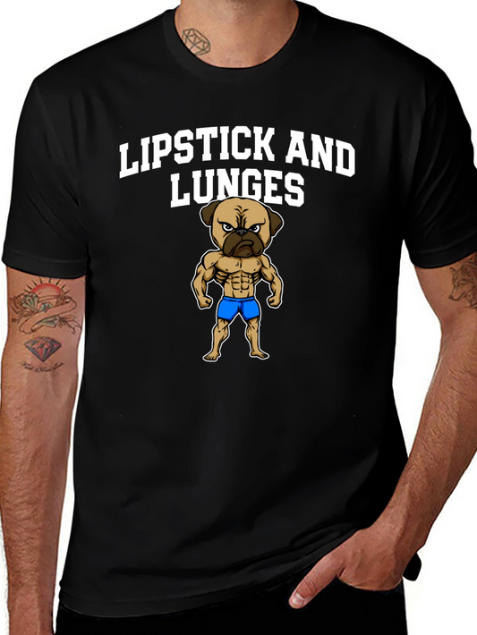 Lipstick and Lunges Pug Graphic Tee