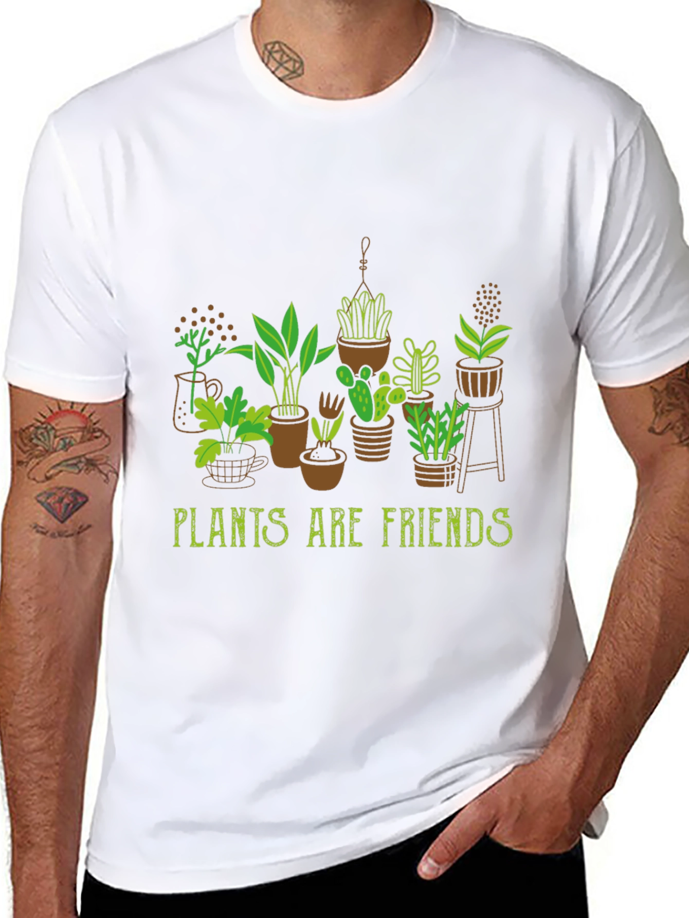 Plants Are Friends T-Shirt - Black Cotton Tee
