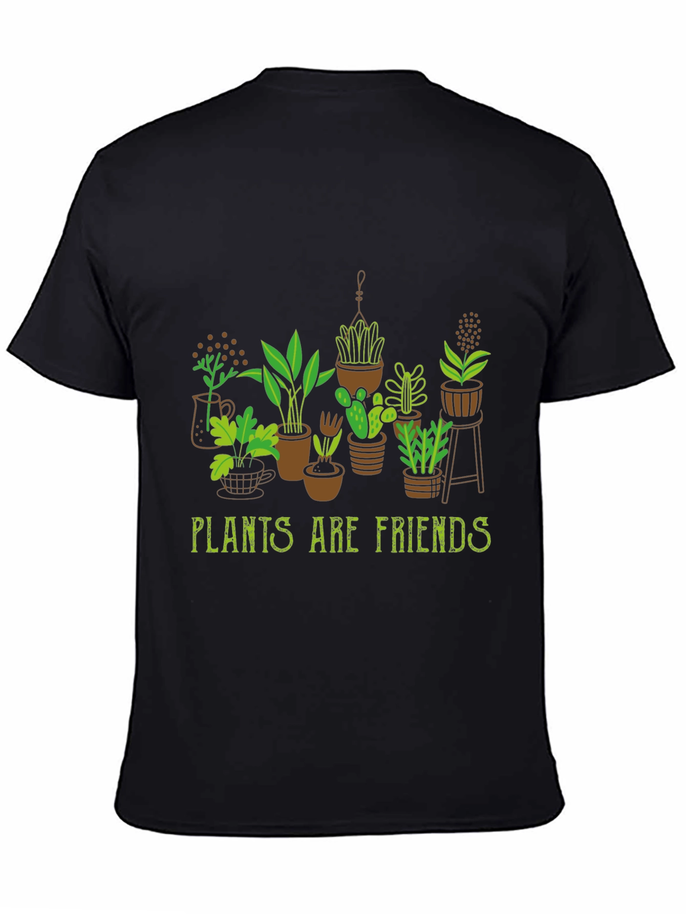 Plants Are Friends T-Shirt - Black Cotton Tee