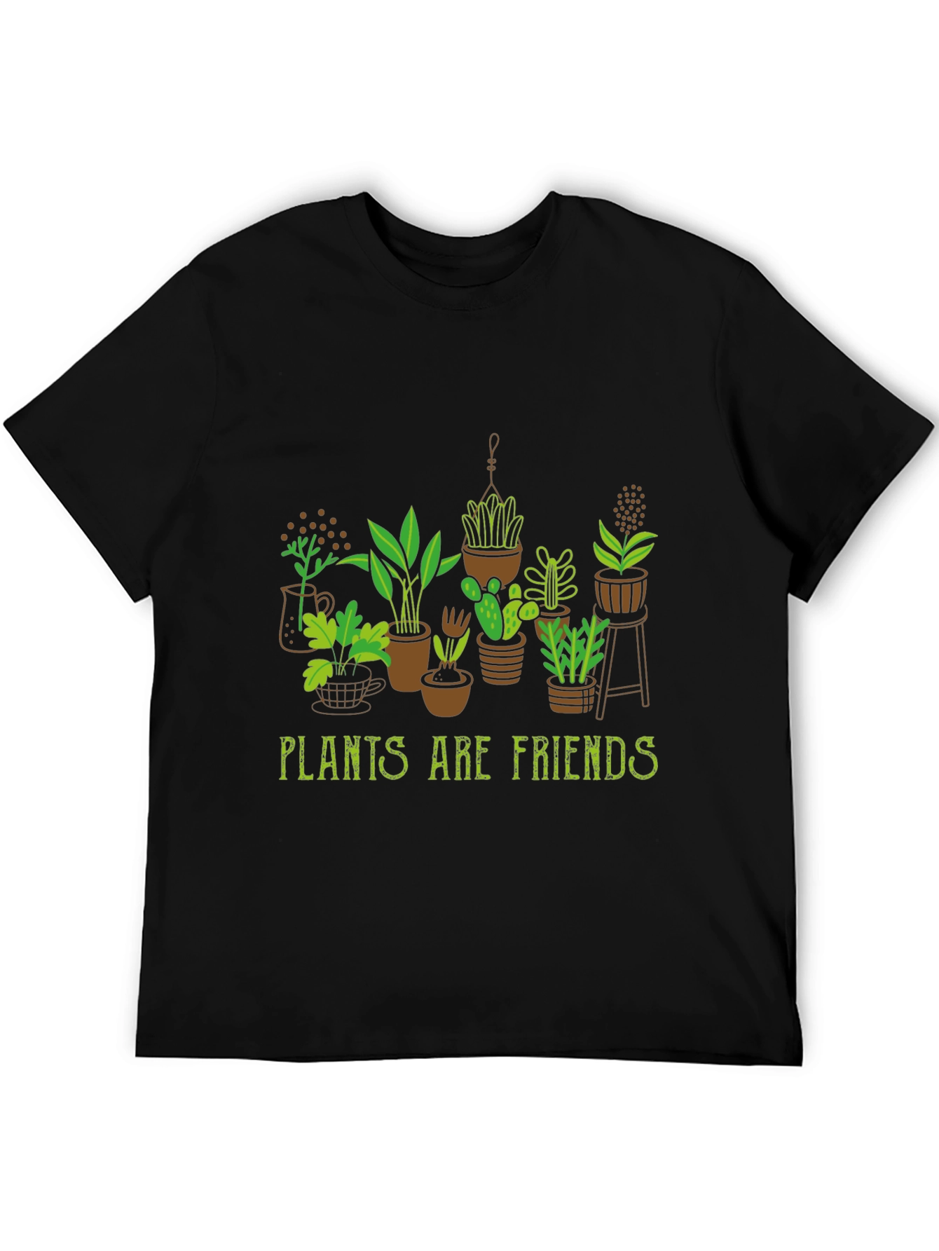 Plants Are Friends T-Shirt - Black Cotton Tee