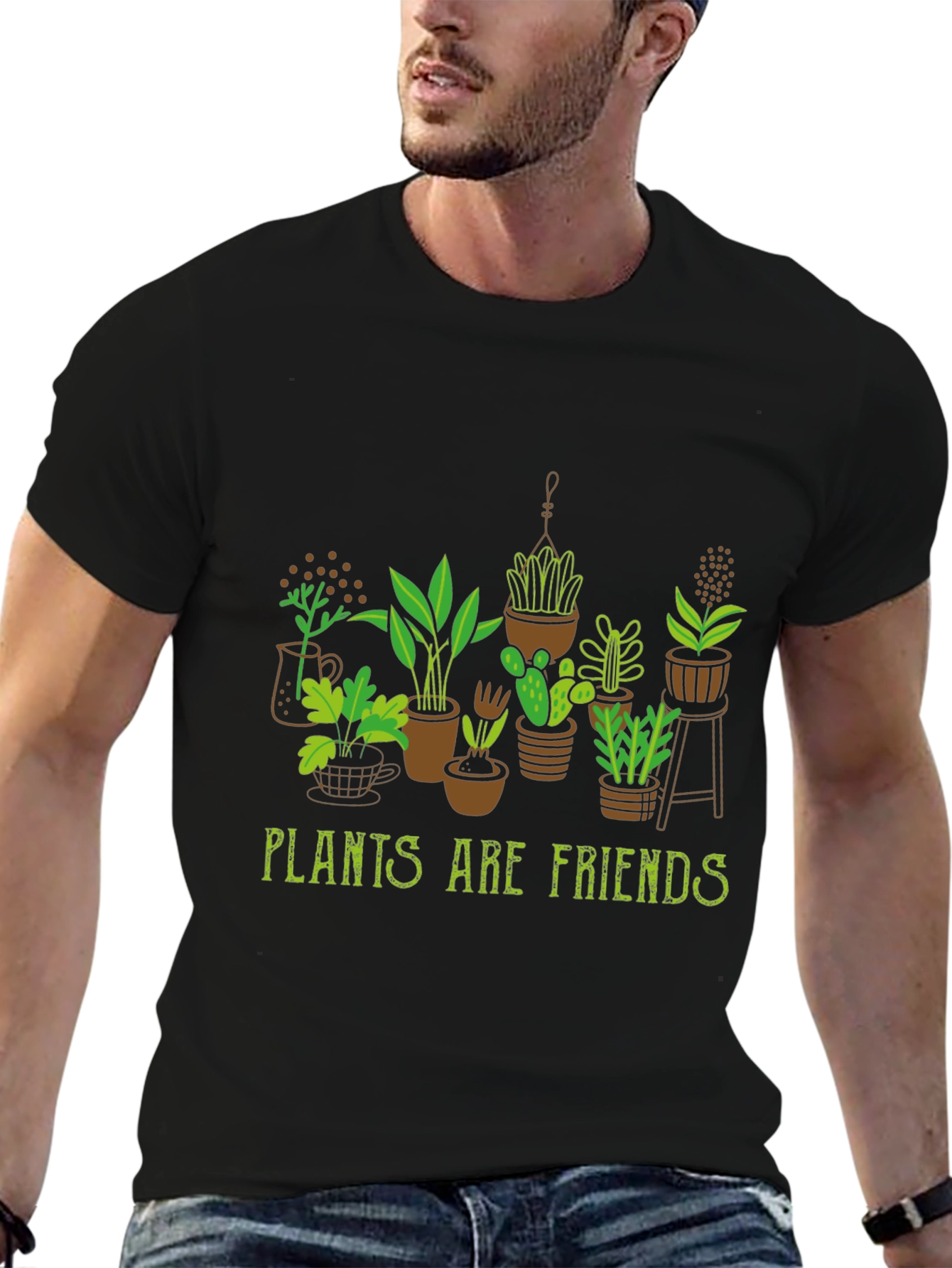 Plants Are Friends T-Shirt - Black Cotton Tee