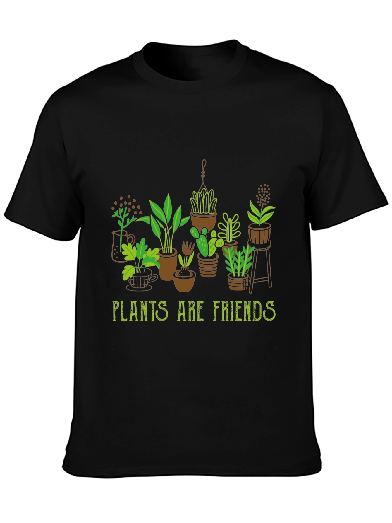 Plants Are Friends T-Shirt - Black Cotton Tee