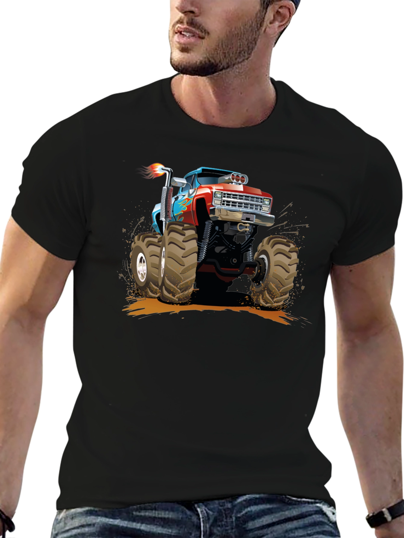Monster Truck Graphic Tee - Black Cotton T-Shirt