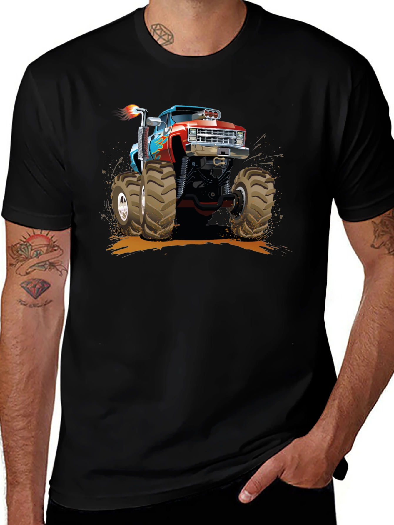 Monster Truck Graphic Tee - Black Cotton T-Shirt