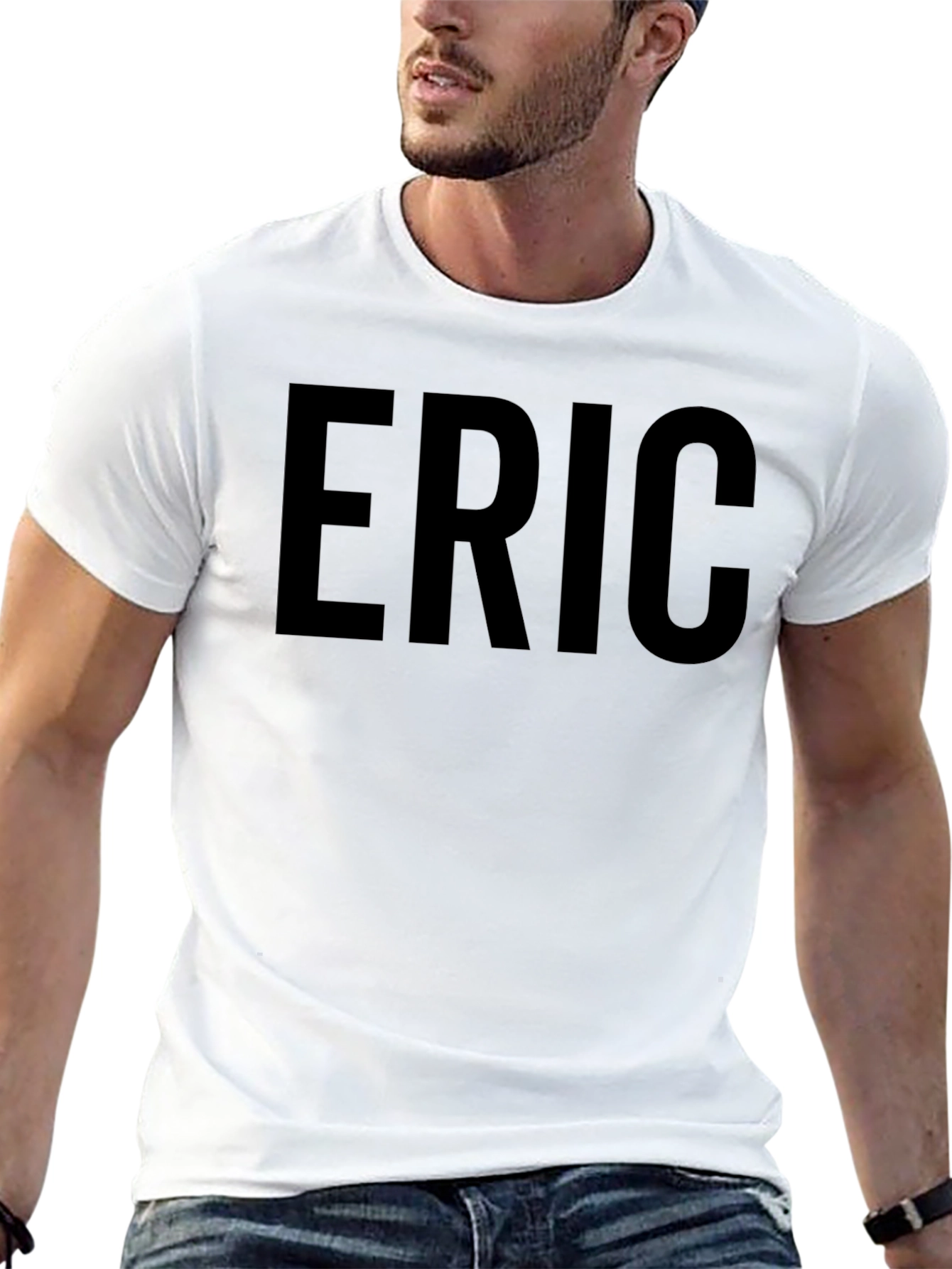 Mens Black ERIC Graphic Crew Neck T-Shirt