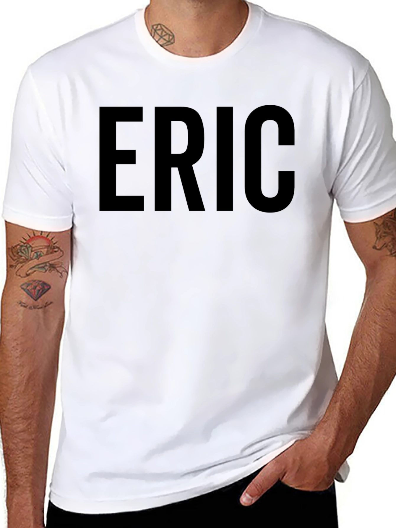 Mens Black ERIC Graphic Crew Neck T-Shirt