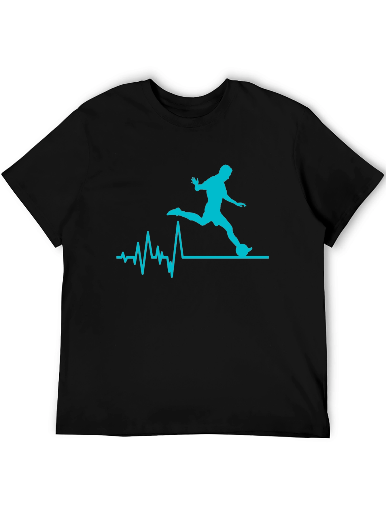 Soccer Heartbeat Graphic Tee - Black Cotton T-Shirt