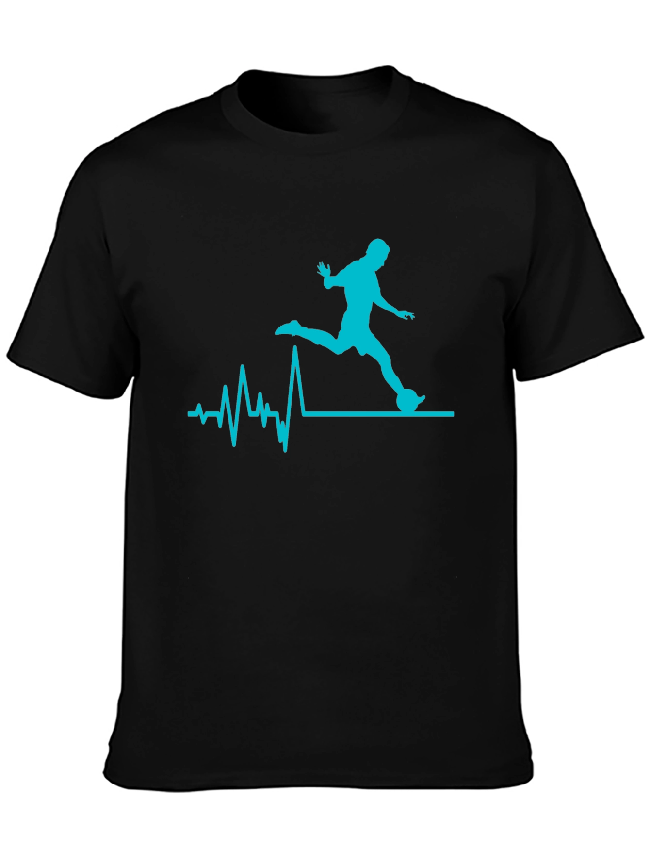 Soccer Heartbeat Graphic Tee - Black Cotton T-Shirt