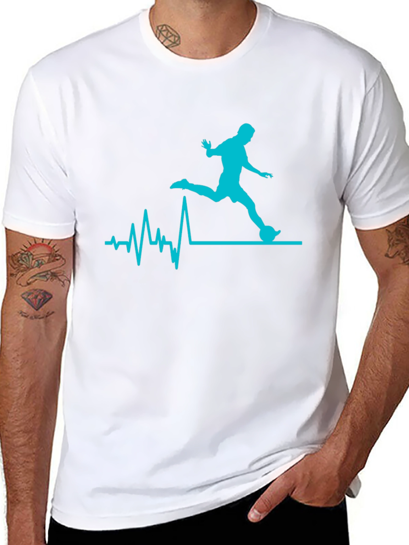 Soccer Heartbeat Graphic Tee - Black Cotton T-Shirt