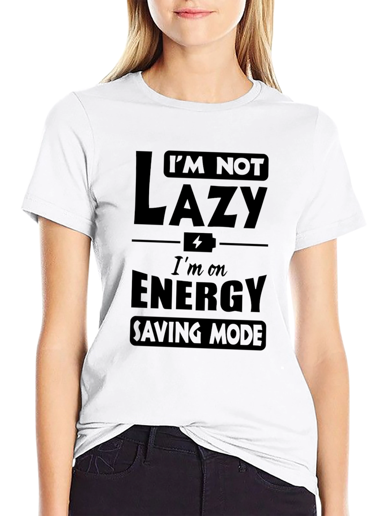 Funny Im Not Lazy Energy Saving Mode Black T-Shirt