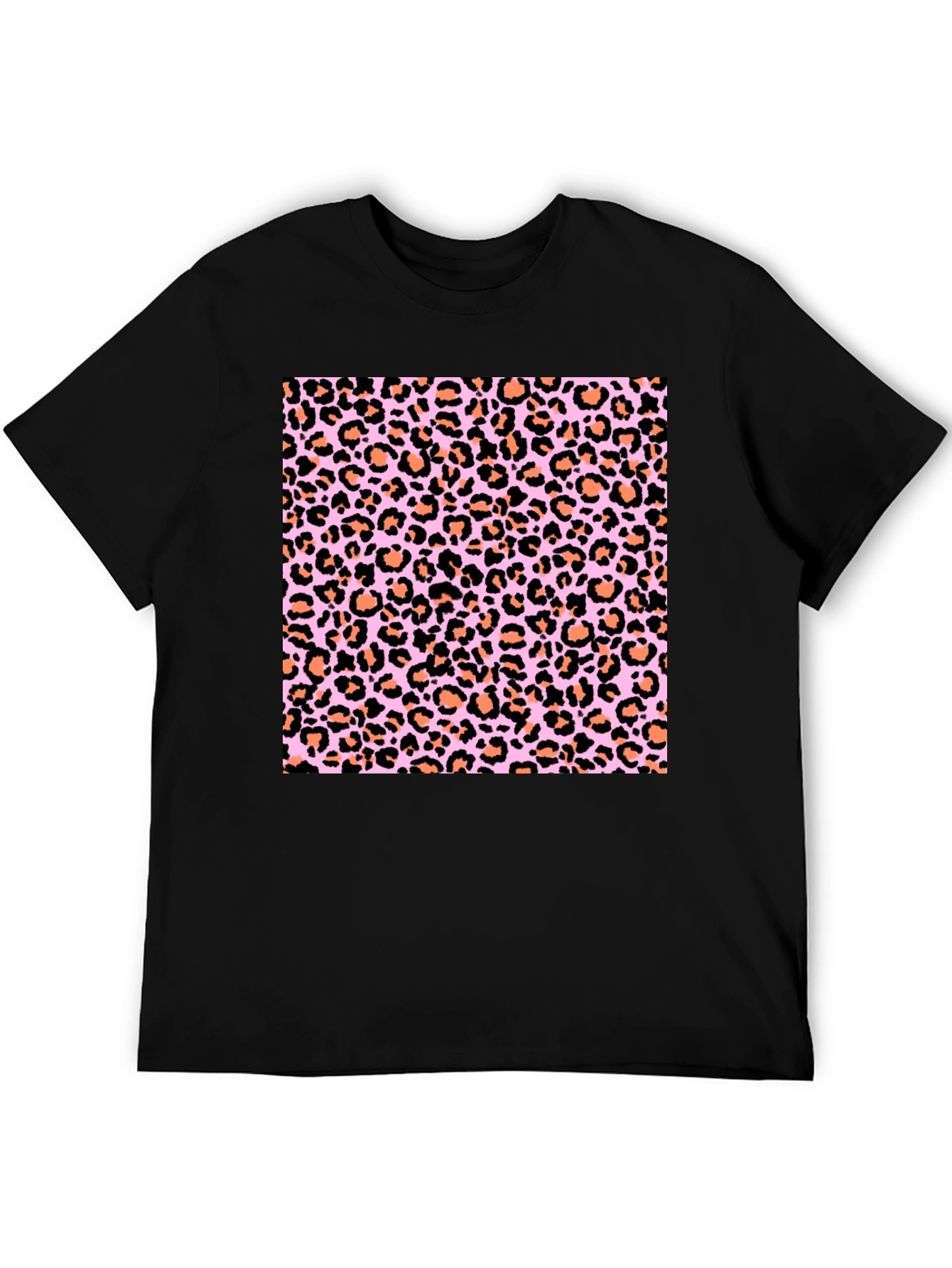 Leopard Print Tee - Fashionable Black T-Shirt