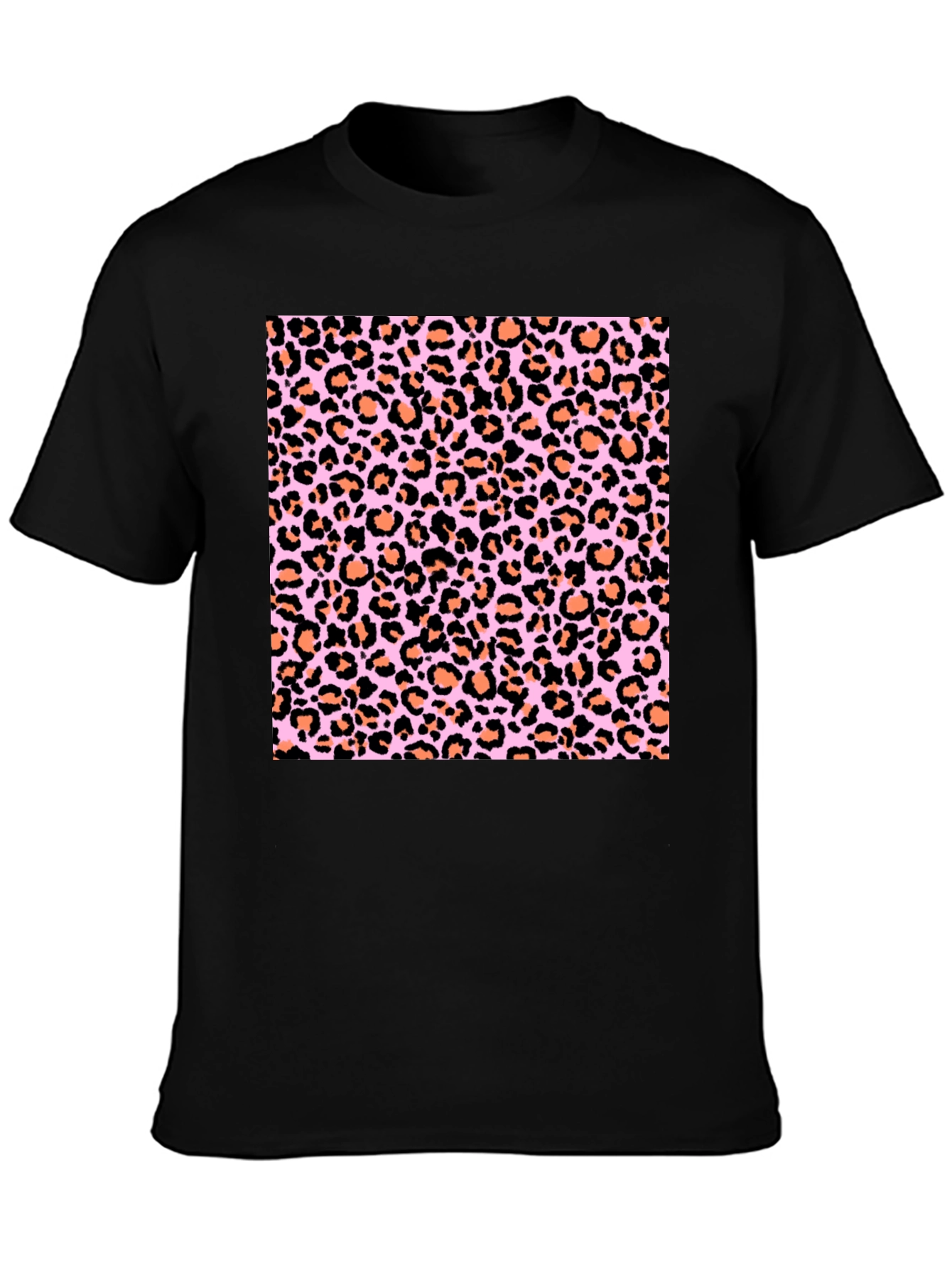 Leopard Print Tee - Fashionable Black T-Shirt