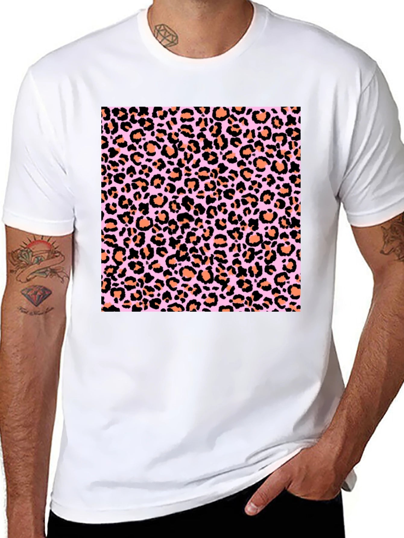 Leopard Print Tee - Fashionable Black T-Shirt