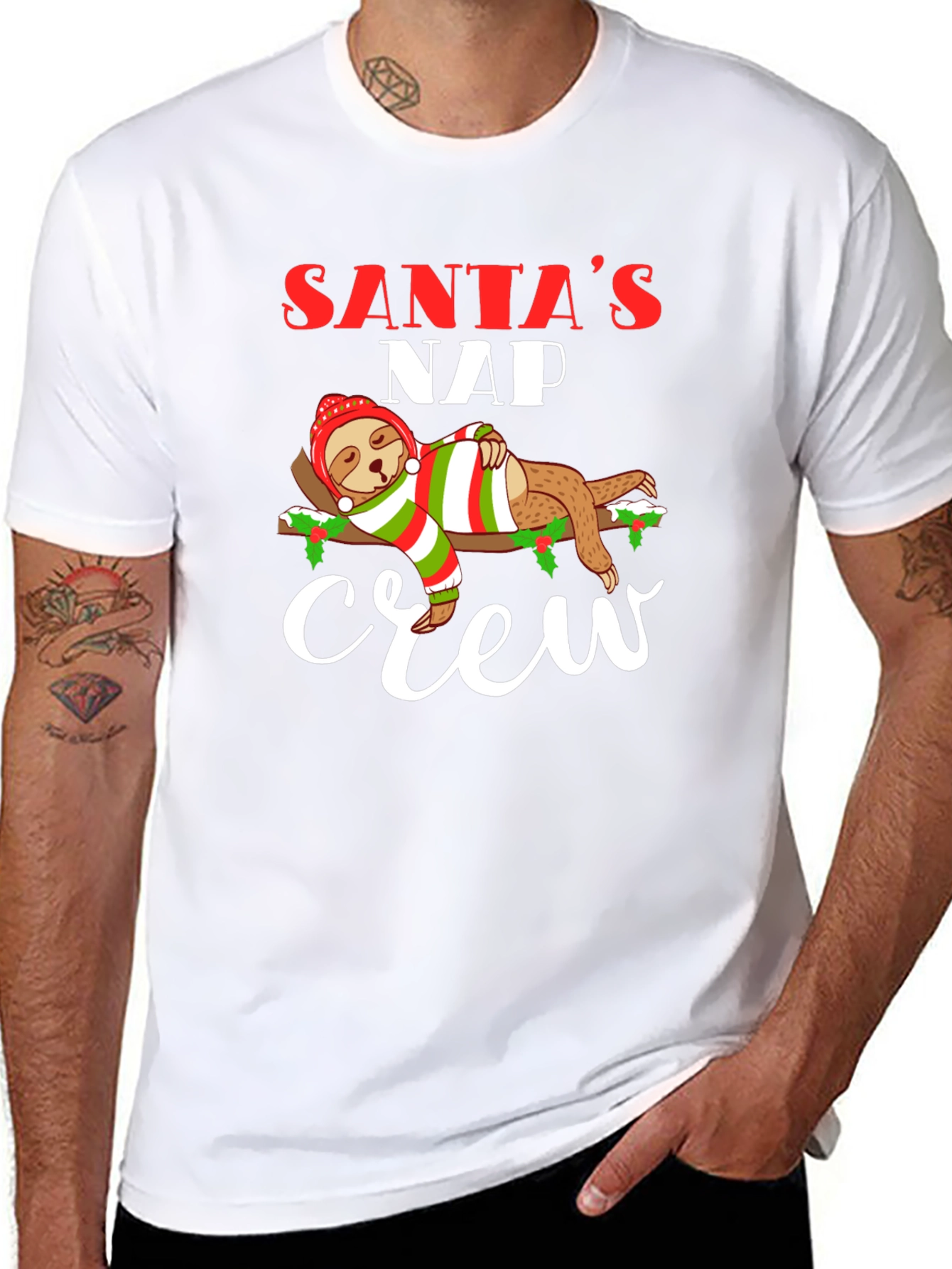 Santas Nap Crew Sloth Christmas T-Shirt