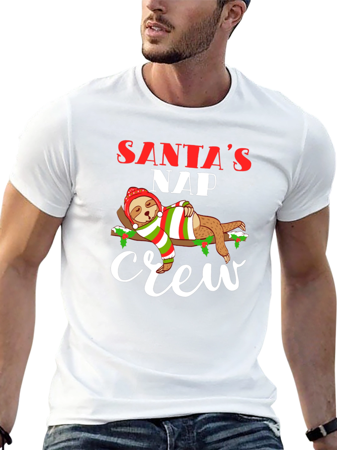 Santas Nap Crew Sloth Christmas T-Shirt