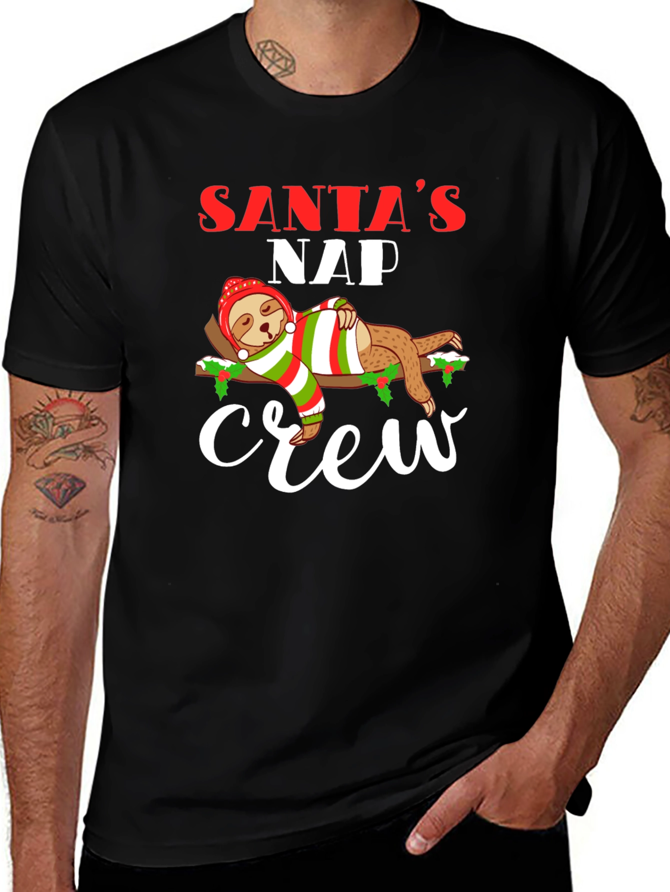 Santas Nap Crew Sloth Christmas T-Shirt