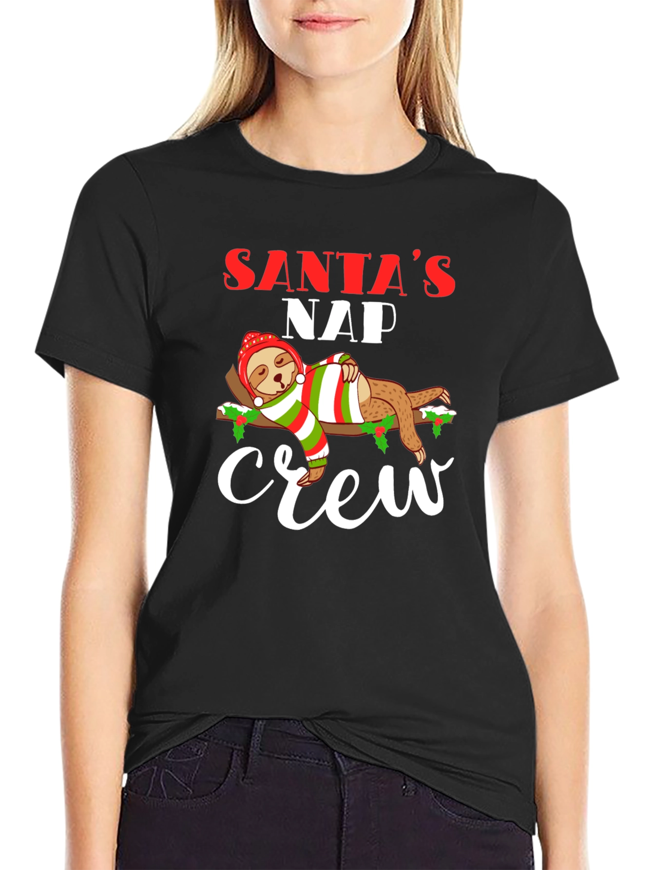 Santas Nap Crew Sloth Christmas T-Shirt