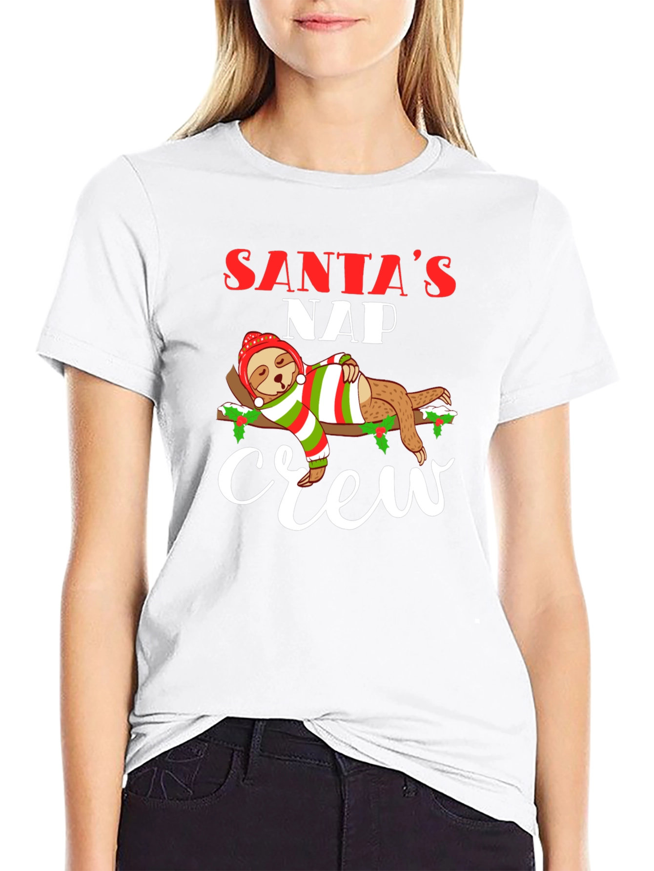 Santas Nap Crew Sloth Christmas T-Shirt