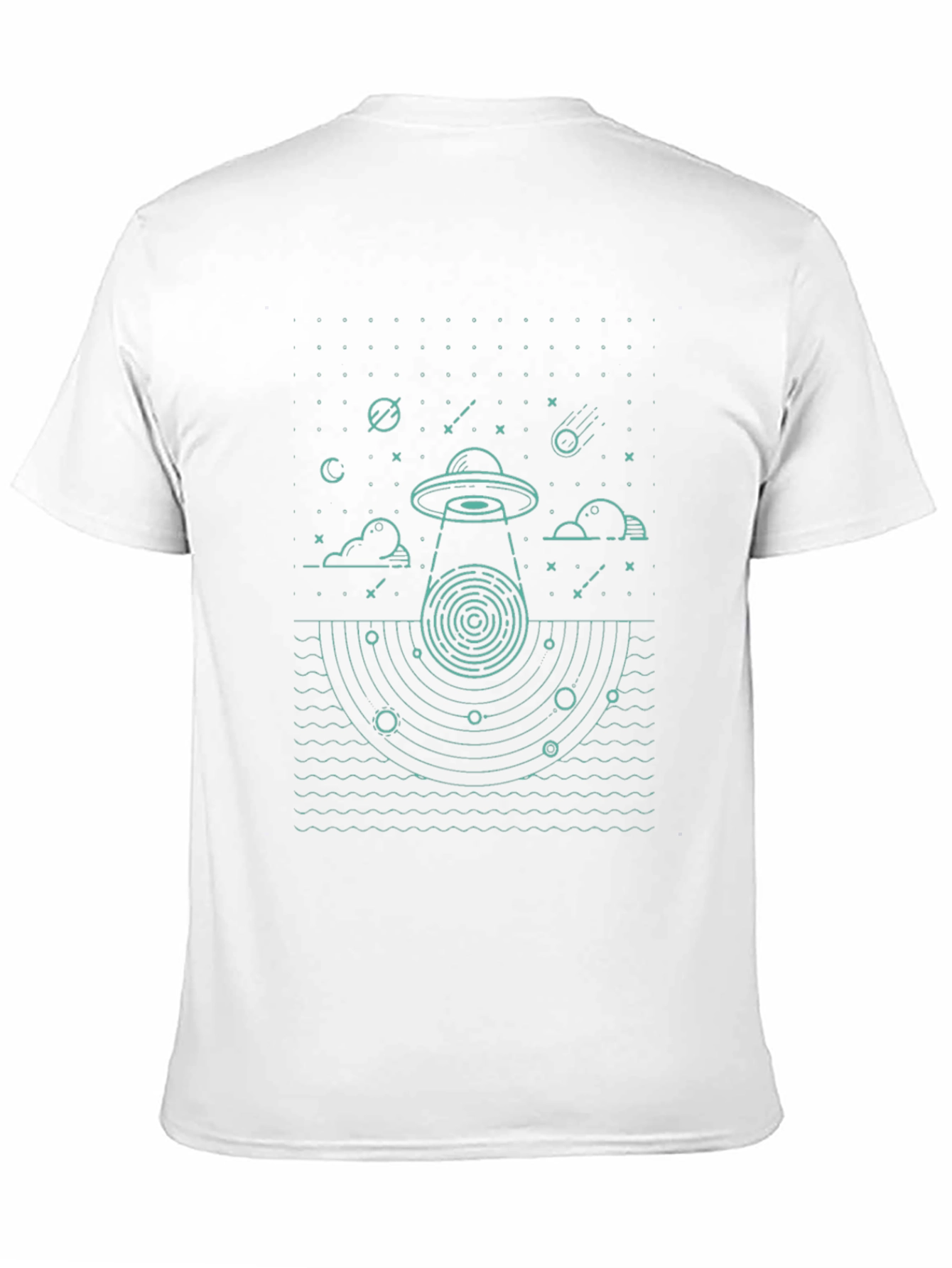 UFO Abduction Graphic T-Shirt - Black Cotton Tee