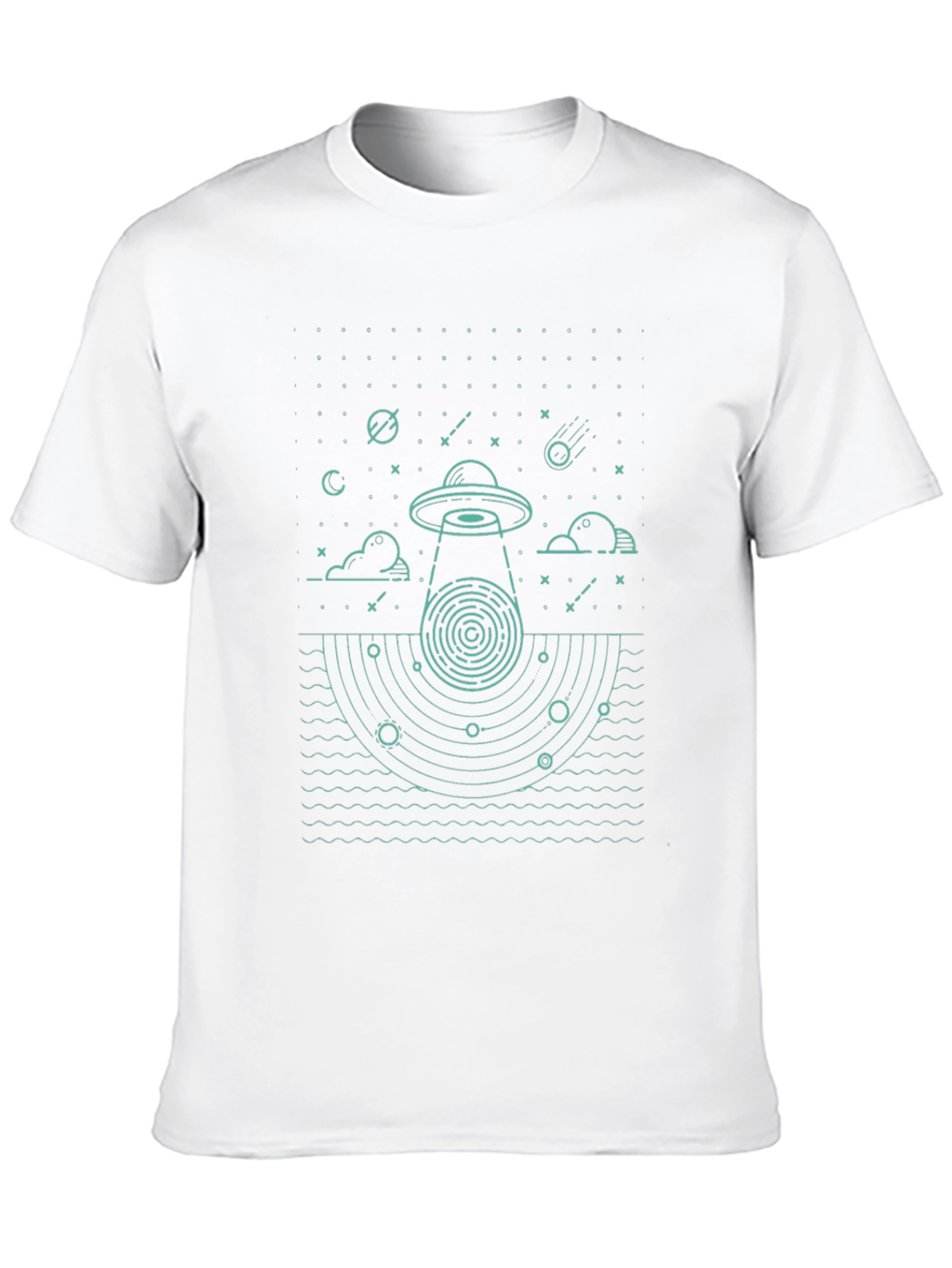 UFO Abduction Graphic T-Shirt - Black Cotton Tee
