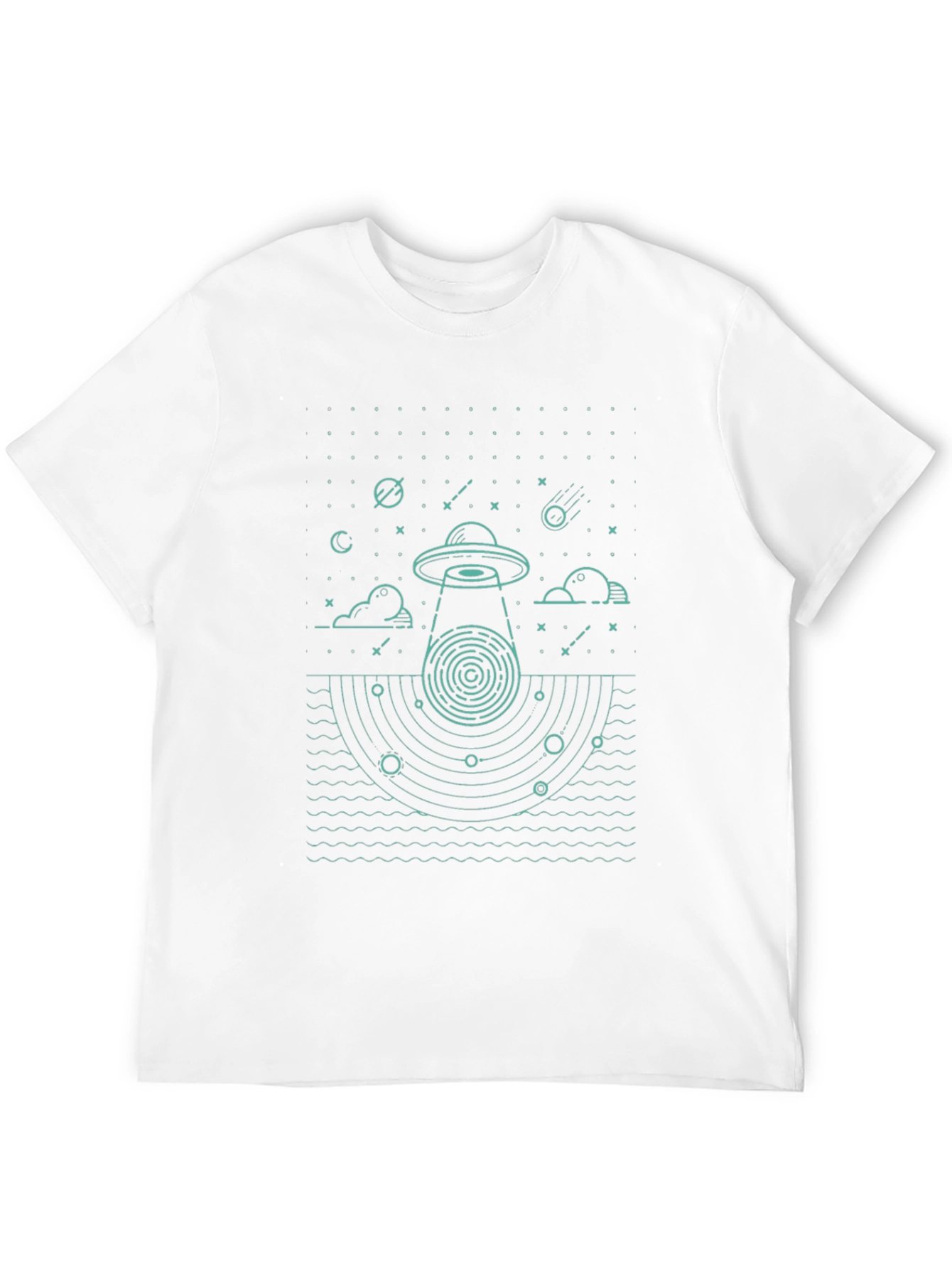 UFO Abduction Graphic T-Shirt - Black Cotton Tee