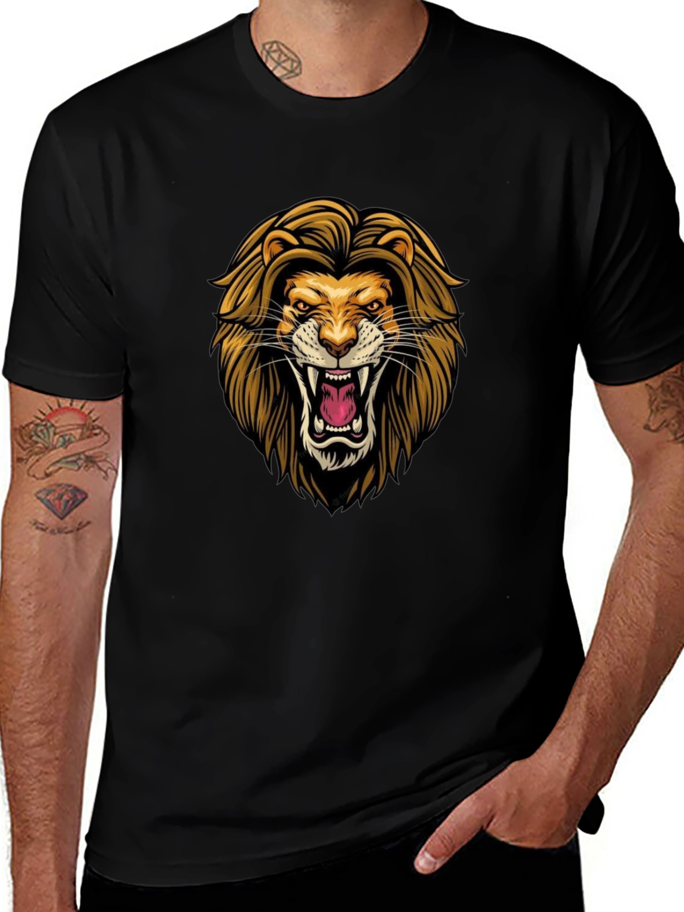 Lion Graphic Black T-Shirt - Fierce Style