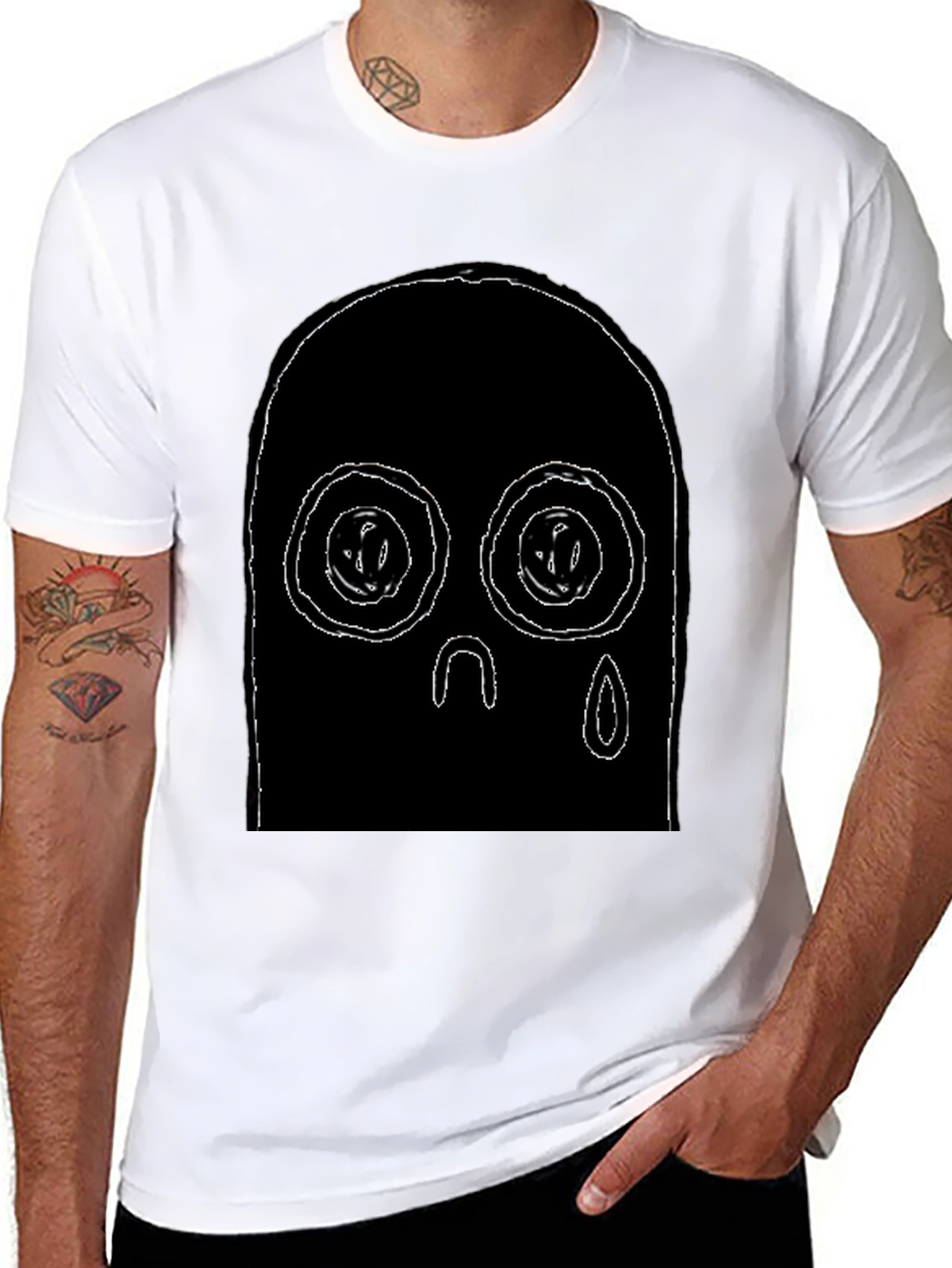 Abstract Face Black T-Shirt